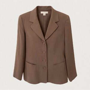 Vintage Petite Sophisticate Taupe Structured Blazer - Size 6P - Workwear Classic